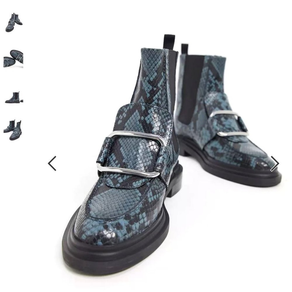 💙🖤premium leather Chelsea boots snake📍FIRM📍 - Picture 3 of 16